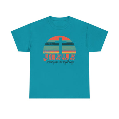 Jesus Changes Everything Tee — Retro Christian Cross Graphic Shirt