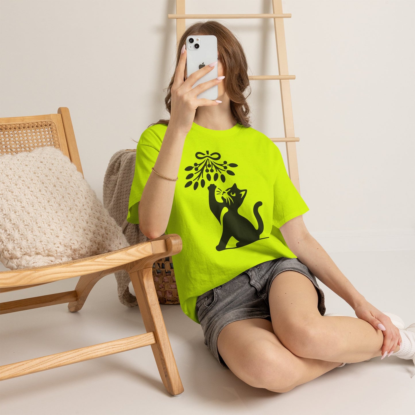 Cat Playing With Mistletoe Tee