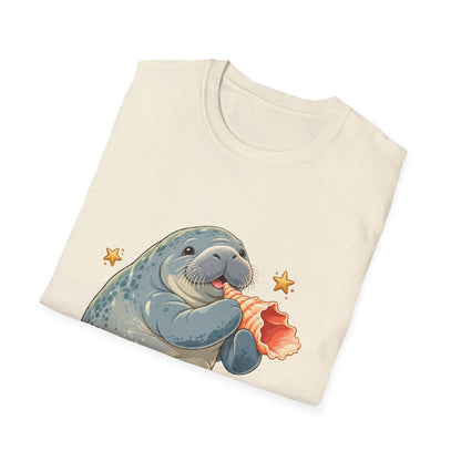 Chubby Mermaid Seashell Serenade Manatee T-Shirt