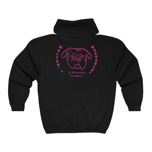 Walter Face Pink  -   Full Zip Hooded Sweatshirt