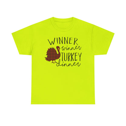 Winner Winner Turkey Dinner T-Shirt — Plaid Turkey Thanksgiving Tee