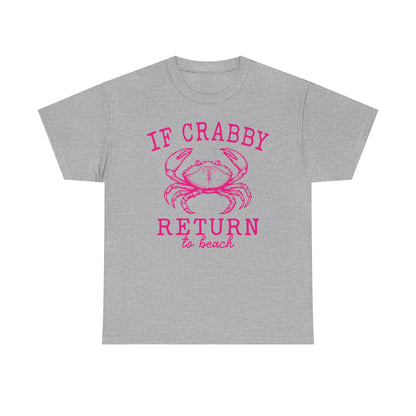 If Crabby Return to Beach T-Shirt blue– Funny Coastal Crab Tee for Beach Lovers