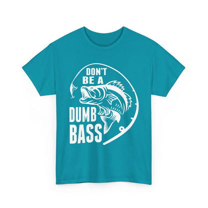 Fishing T-Shirt - White – "Don't Be a Dumb Bass" Graphic Tee for Anglers