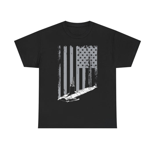 American Flag Sub Tee — Distressed Stars & Stripes Submarine T-Shirt