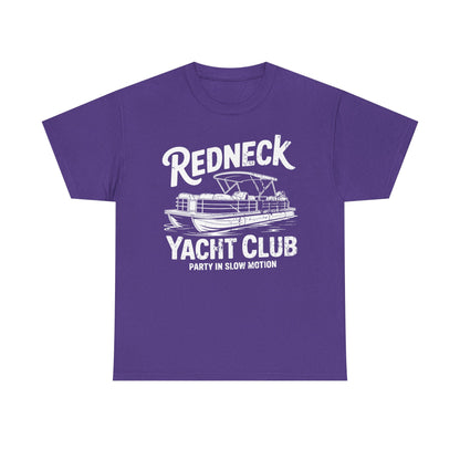 Redneck Yacht Club white T-Shirt — "Party in Slow Motion" Boating Tee