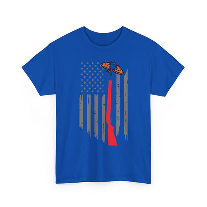 Rifle & Flag Graphic Tee — Patriotic Shooting Hunter Shirt