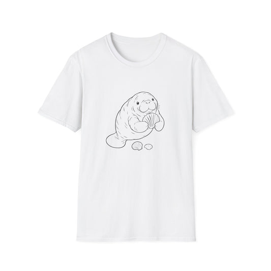 Chubby Mermaid Shell Collector Manatee T-Shirt