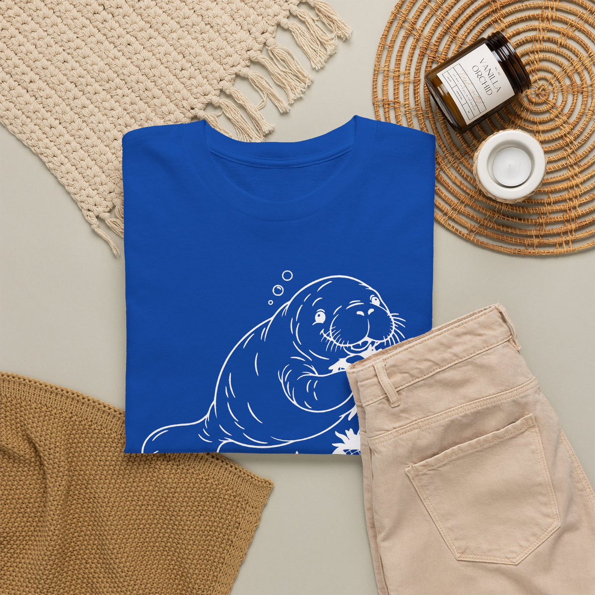 Chubby Mermaid Picnic Paddle Manatee T-Shirt