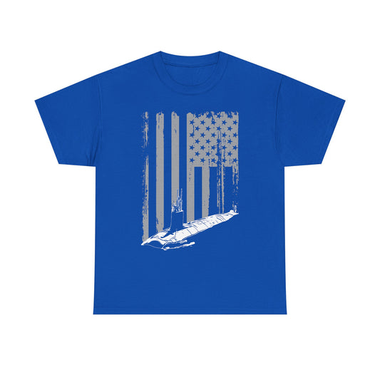 American Flag Sub Tee — Distressed Stars & Stripes Submarine T-Shirt