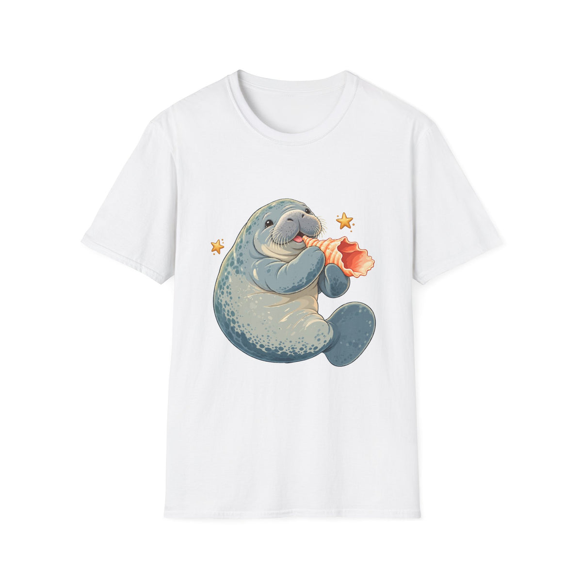 Chubby Mermaid Seashell Serenade Manatee T-Shirt