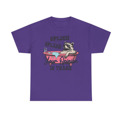 Graphic Tee — "Splish Splash Your Opinion Is Trash" Raccoon Bathtub Shirt