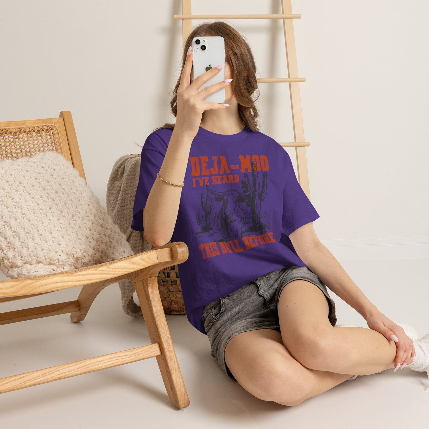 Cowboy Graphic Tee — “Deja-Moo I’ve Heard This Bull Before” Vintage Western T-Shirt