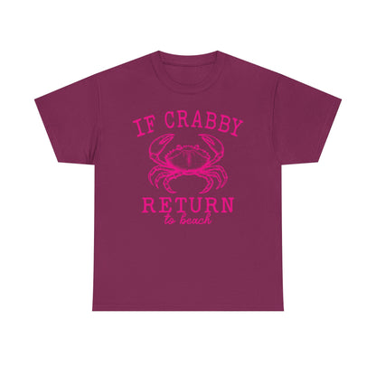 If Crabby Return to Beach T-Shirt blue– Funny Coastal Crab Tee for Beach Lovers