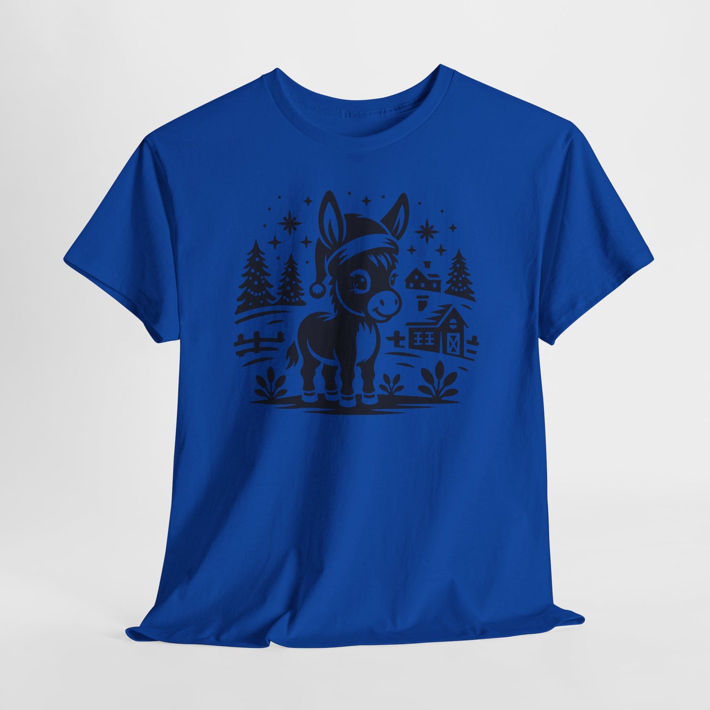Donkey Farmhouse Christmas Tee — Cute Rustic Donkey Graphic T-Shirt