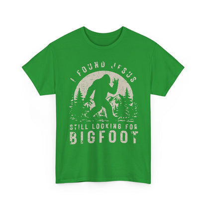 Bigfoot Graphic Tee -Tan — "I Found Jesus Still Looking for Bigfoot"