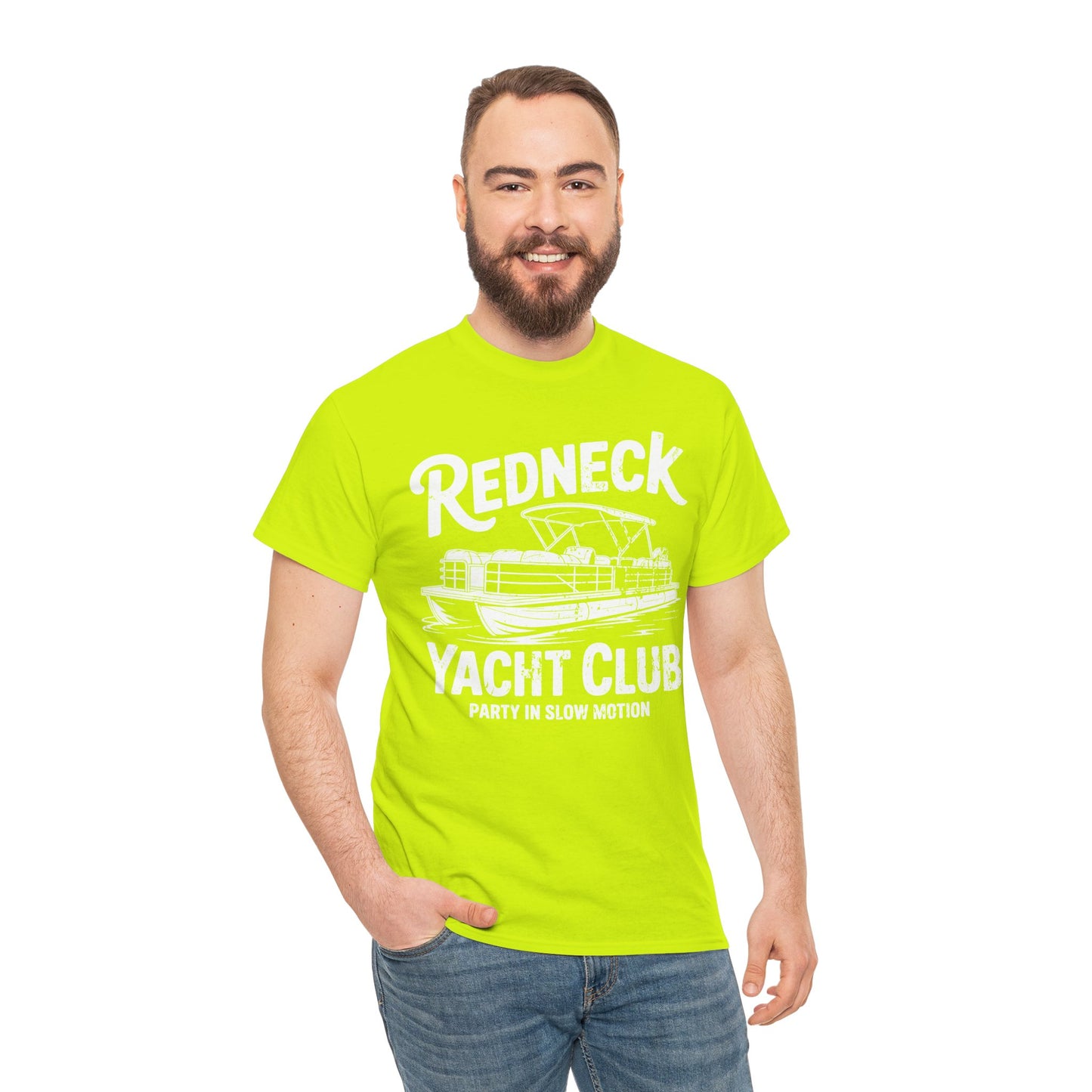 Redneck Yacht Club white T-Shirt — "Party in Slow Motion" Boating Tee
