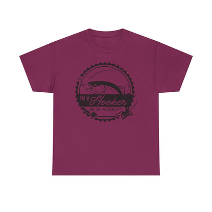 Fishing T-Shirt — "I'm a Hooker on the Weekends" Vintage Angler Tee