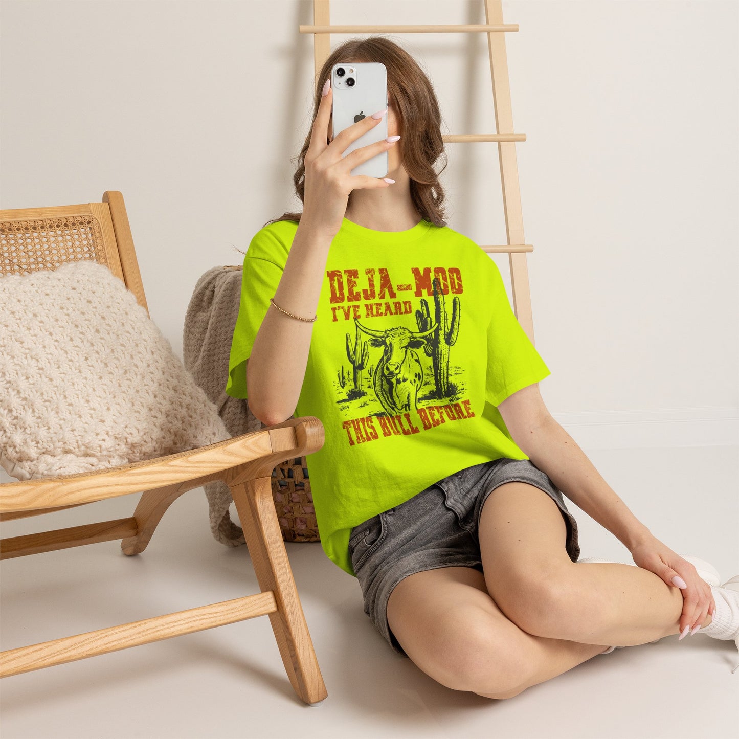 Cowboy Graphic Tee — “Deja-Moo I’ve Heard This Bull Before” Vintage Western T-Shirt
