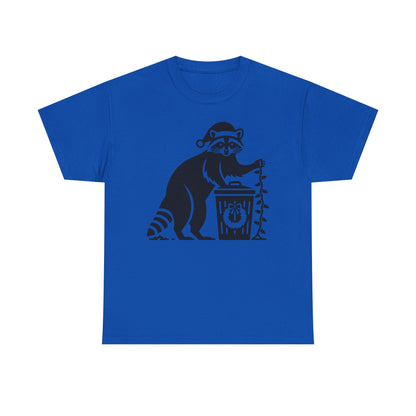 Raccoon With Christmas lights Graphic Tee — Cute Night Forest Animal Shirt