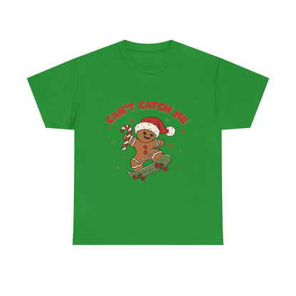 Gingerbread Skateboard Tee - "Can't Catch Me" Christmas T-Shirt