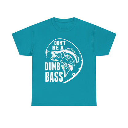 Fishing T-Shirt - White – "Don't Be a Dumb Bass" Graphic Tee for Anglers