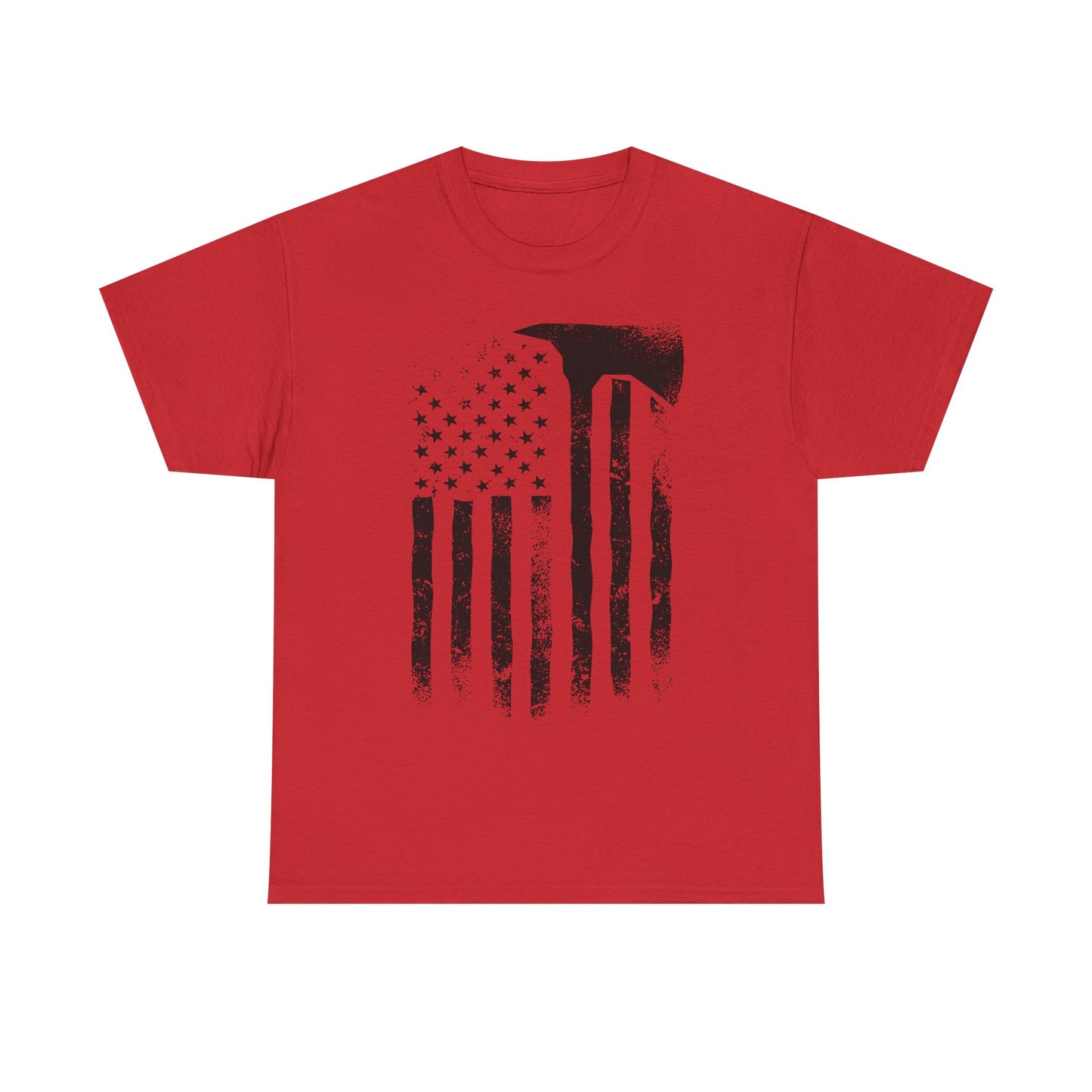 American Flag Axe T-Shirt — Distressed Patriotic Firefighter Tee