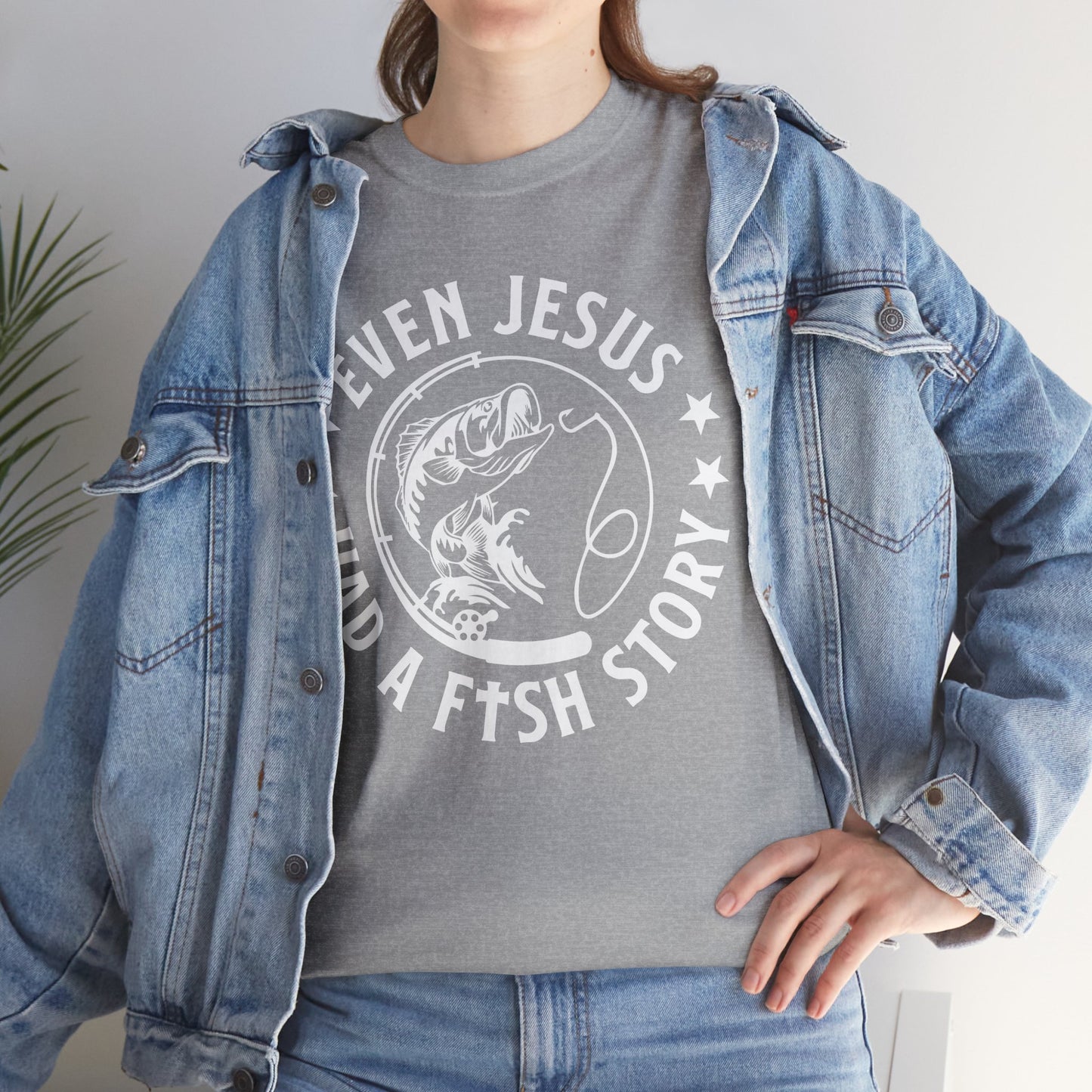 Fishing Tee-White  — "Even Jesus Had a Fish Story" Christian Outdoors Shirt