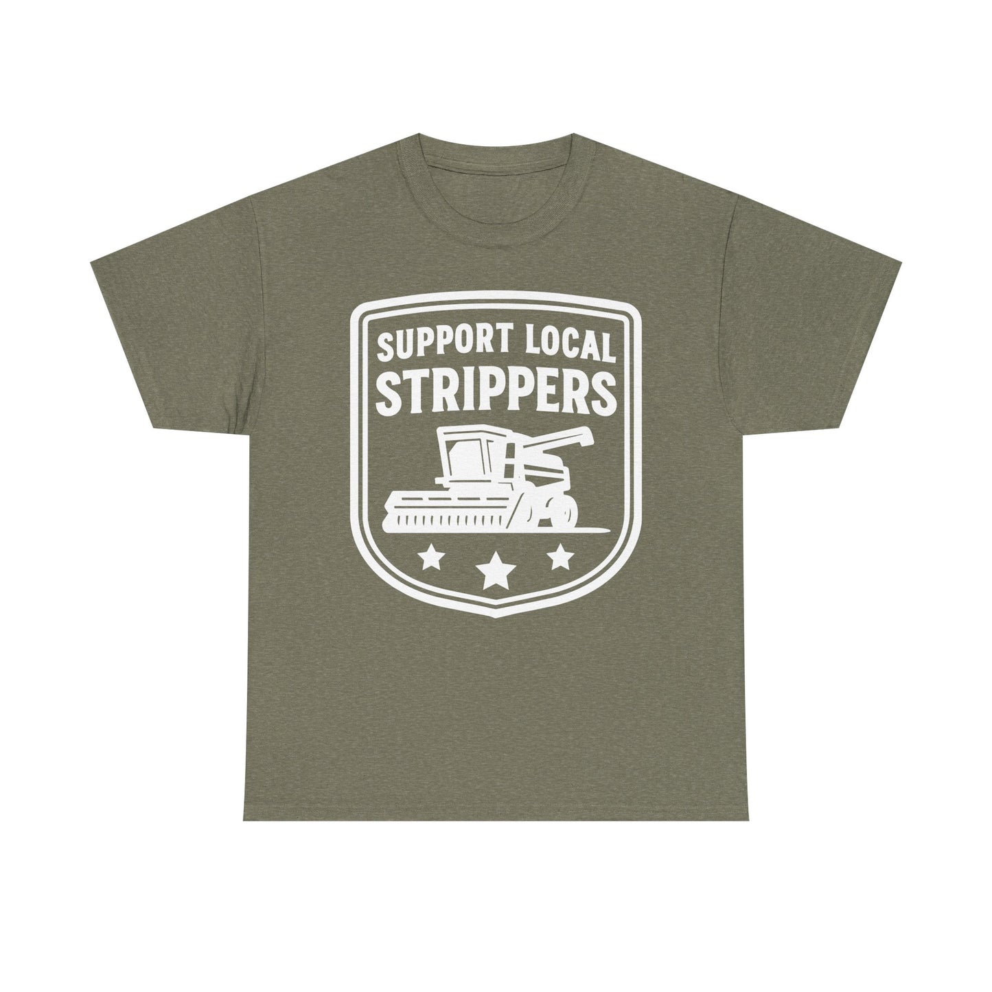 Support Local Strippers black T-Shirt — Lawn Care & Corn Harvesting Funny Tee