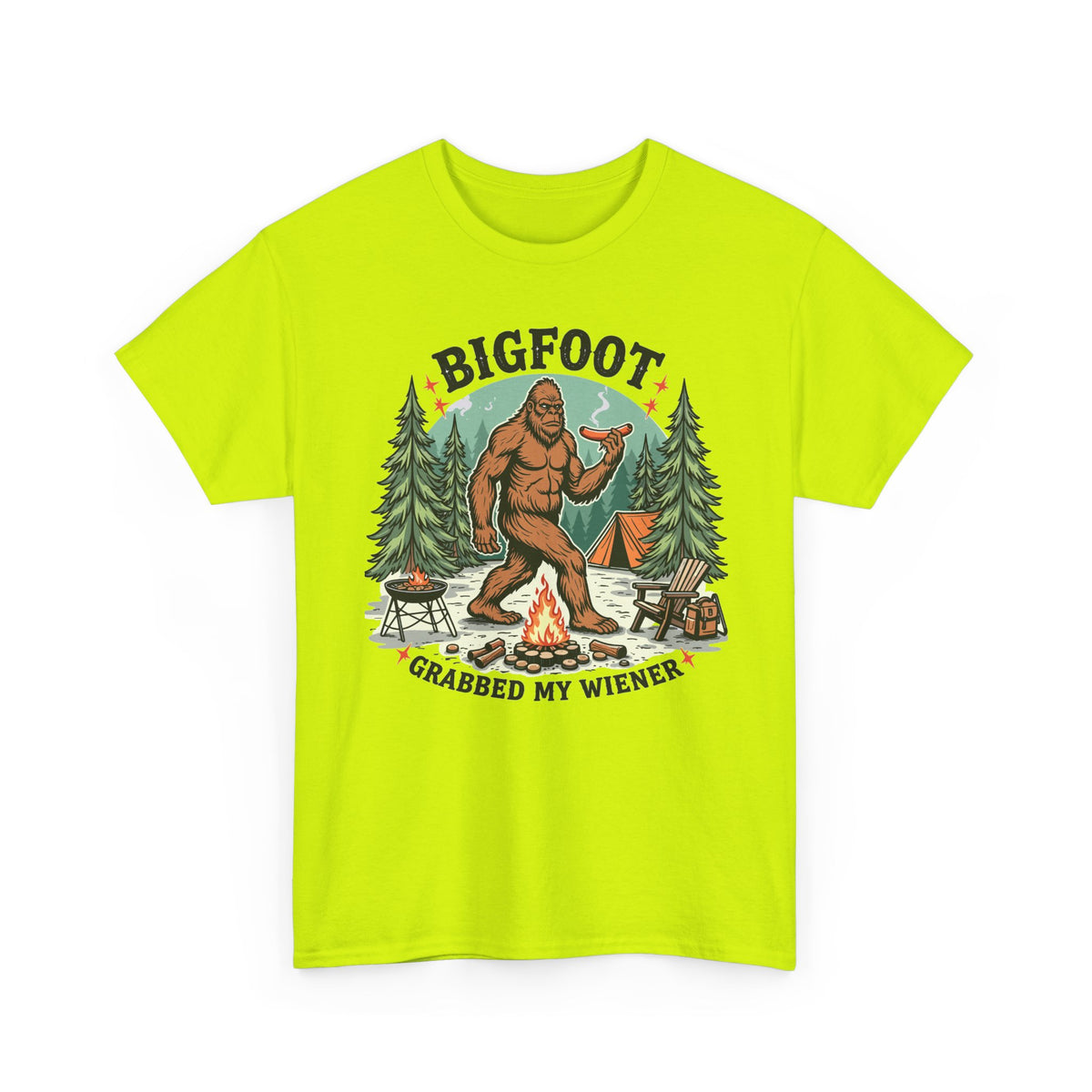 Bigfoot Grabbed My Wiener T-Shirt | Funny Camping Tee