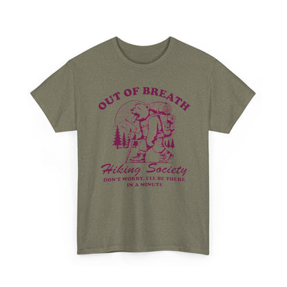 Hiking Tee — "Out of Breath" Hiking Society Graphic Shirt