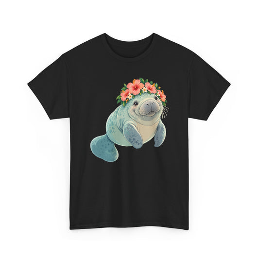 Chubby Mermaid Flower Crown Manatee T-Shirt