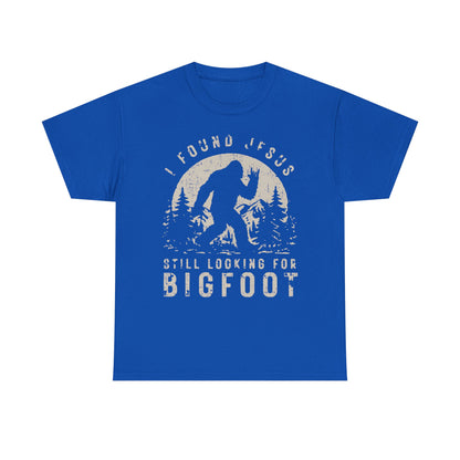 Bigfoot Graphic Tee -Tan — "I Found Jesus Still Looking for Bigfoot"