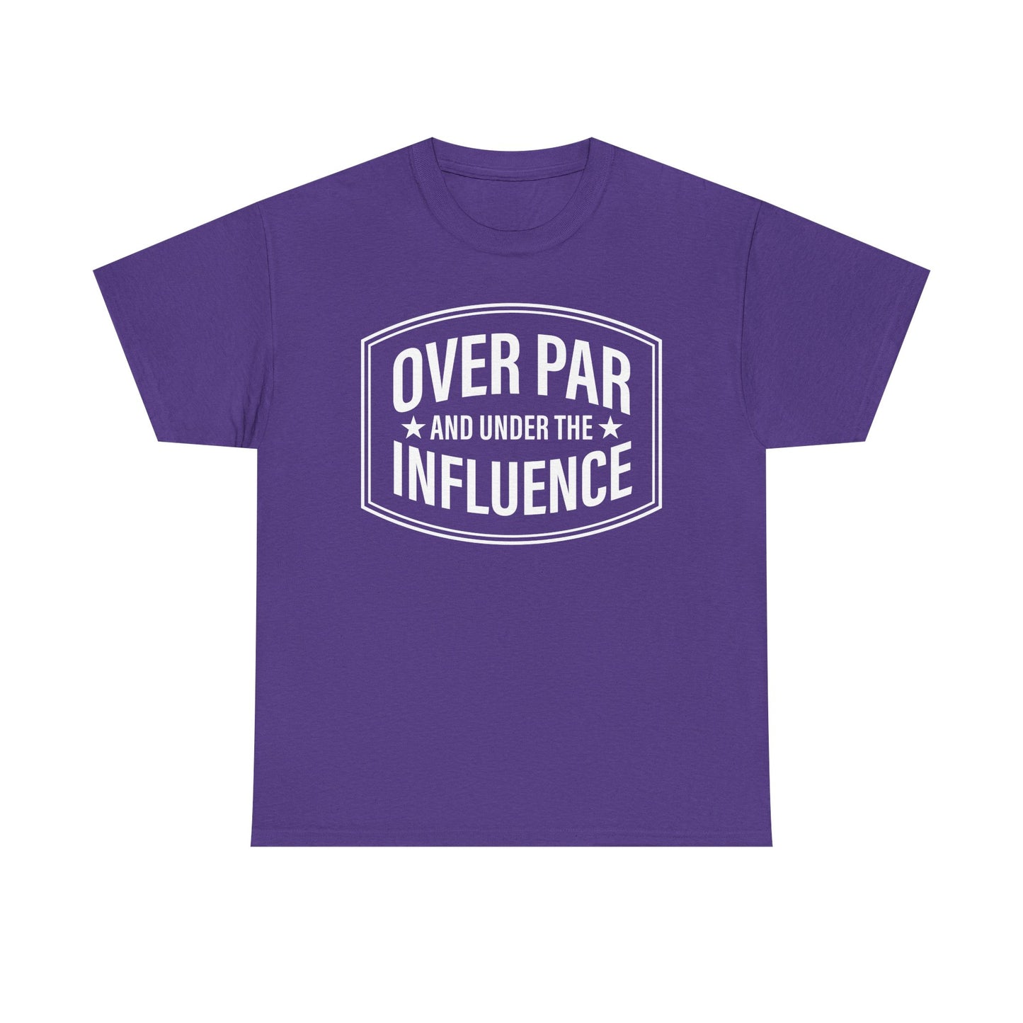 Golf T-Shirt — "Over Par and Under the Influence" - White -Vintage Golf Humor Tee