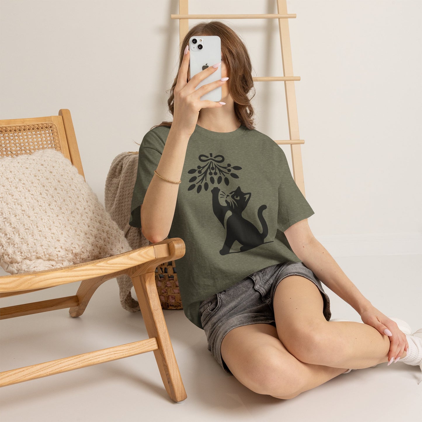 Cat Playing With Mistletoe Tee
