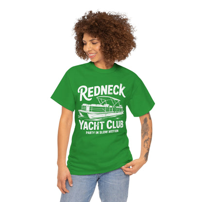 Redneck Yacht Club white T-Shirt — "Party in Slow Motion" Boating Tee