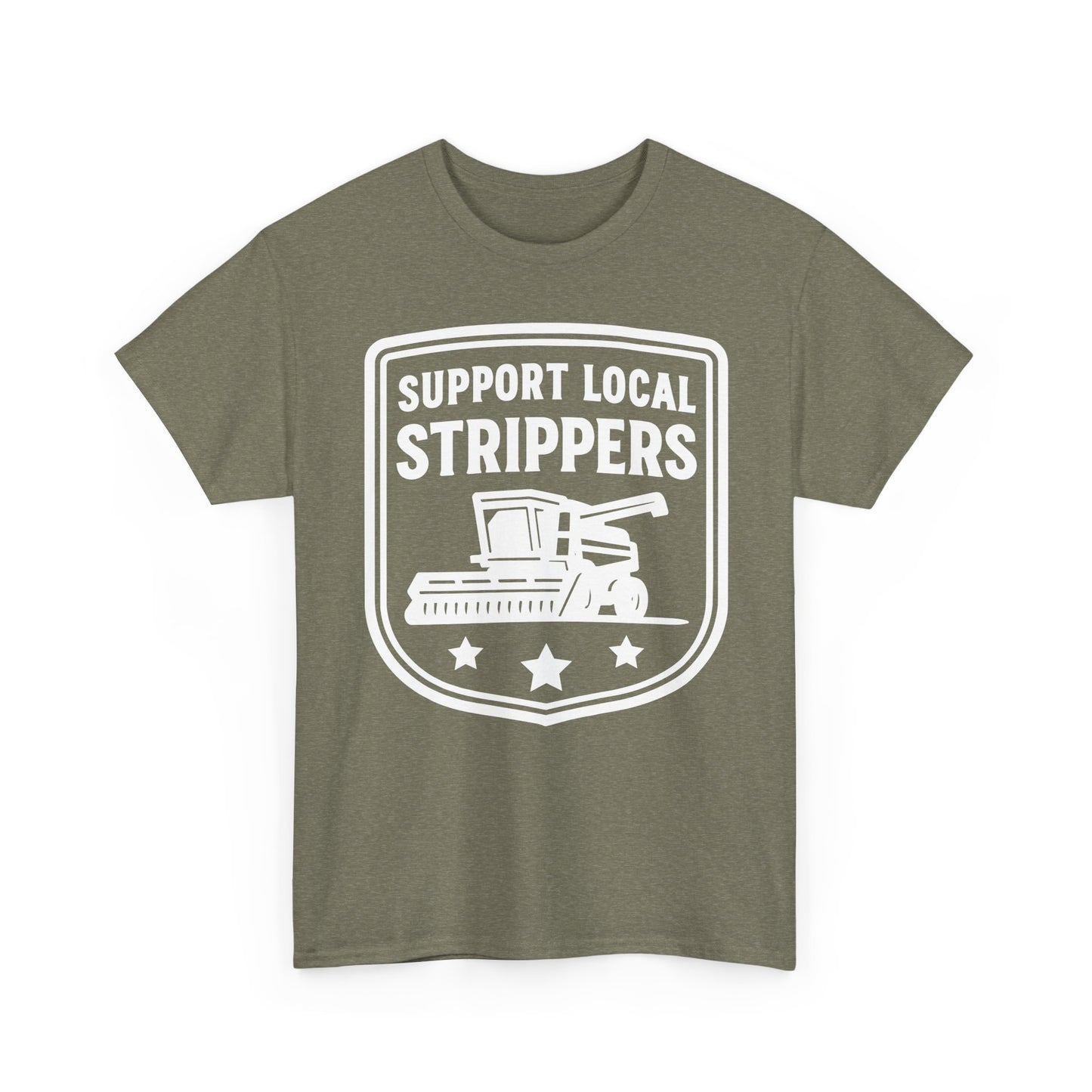 Support Local Strippers black T-Shirt — Lawn Care & Corn Harvesting Funny Tee