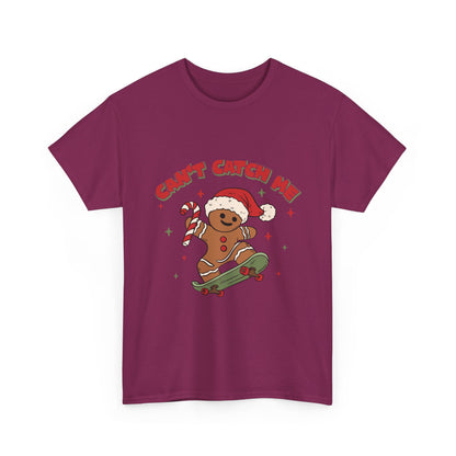 Gingerbread Skateboard Tee - "Can't Catch Me" Christmas T-Shirt