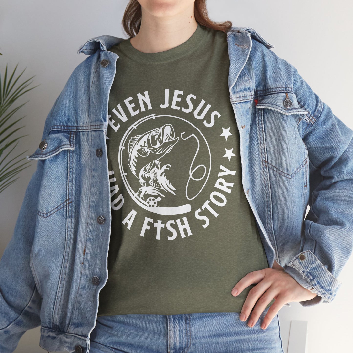 Fishing Tee-White  — "Even Jesus Had a Fish Story" Christian Outdoors Shirt