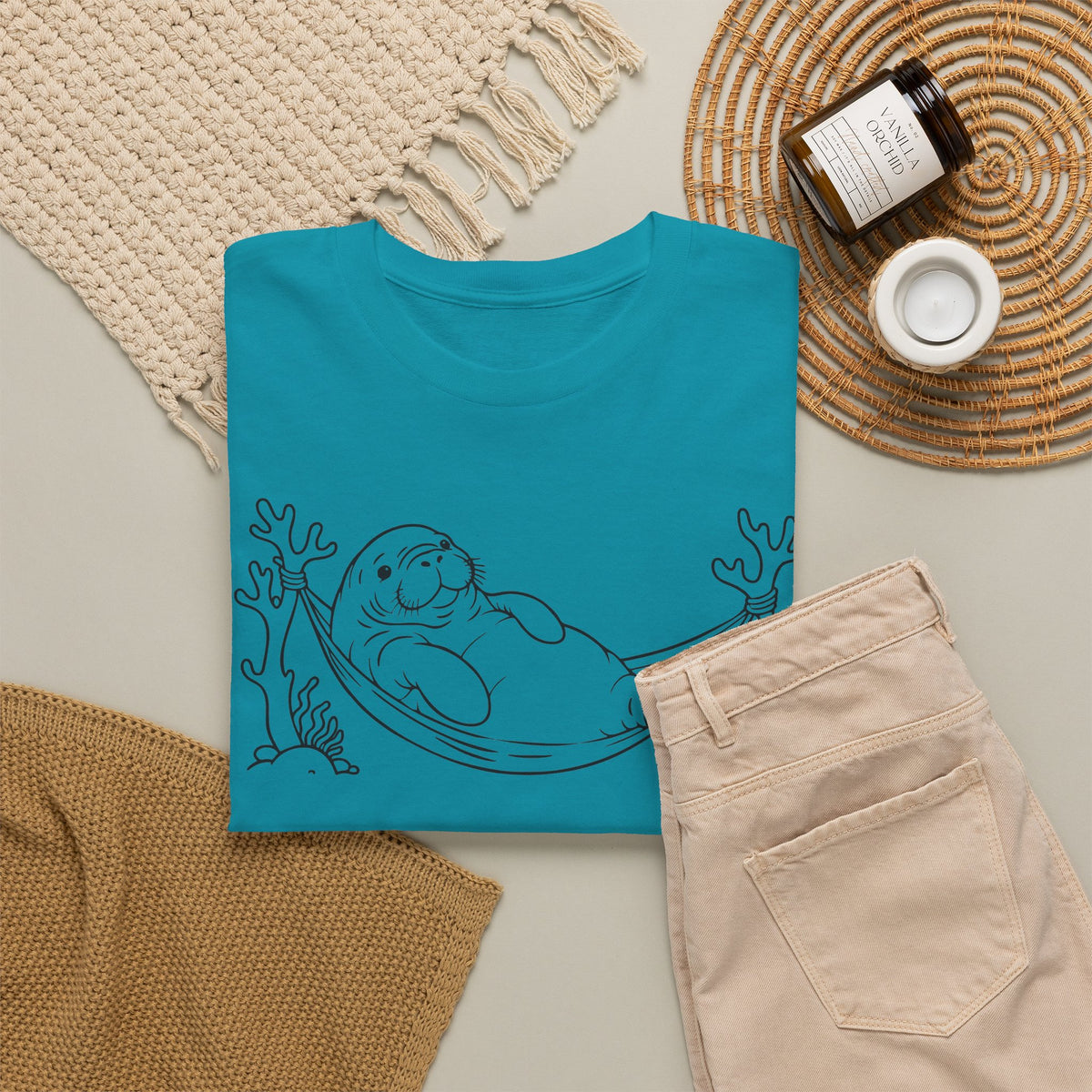 Chubby Mermaid Hammock Holiday Manatee T-Shirt