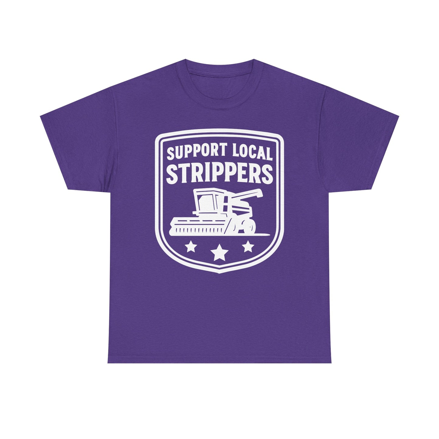 Support Local Strippers black T-Shirt — Lawn Care & Corn Harvesting Funny Tee