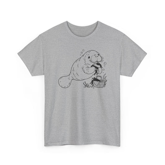 Chubby Mermaid Picnic Paddle Manatee T-Shirt