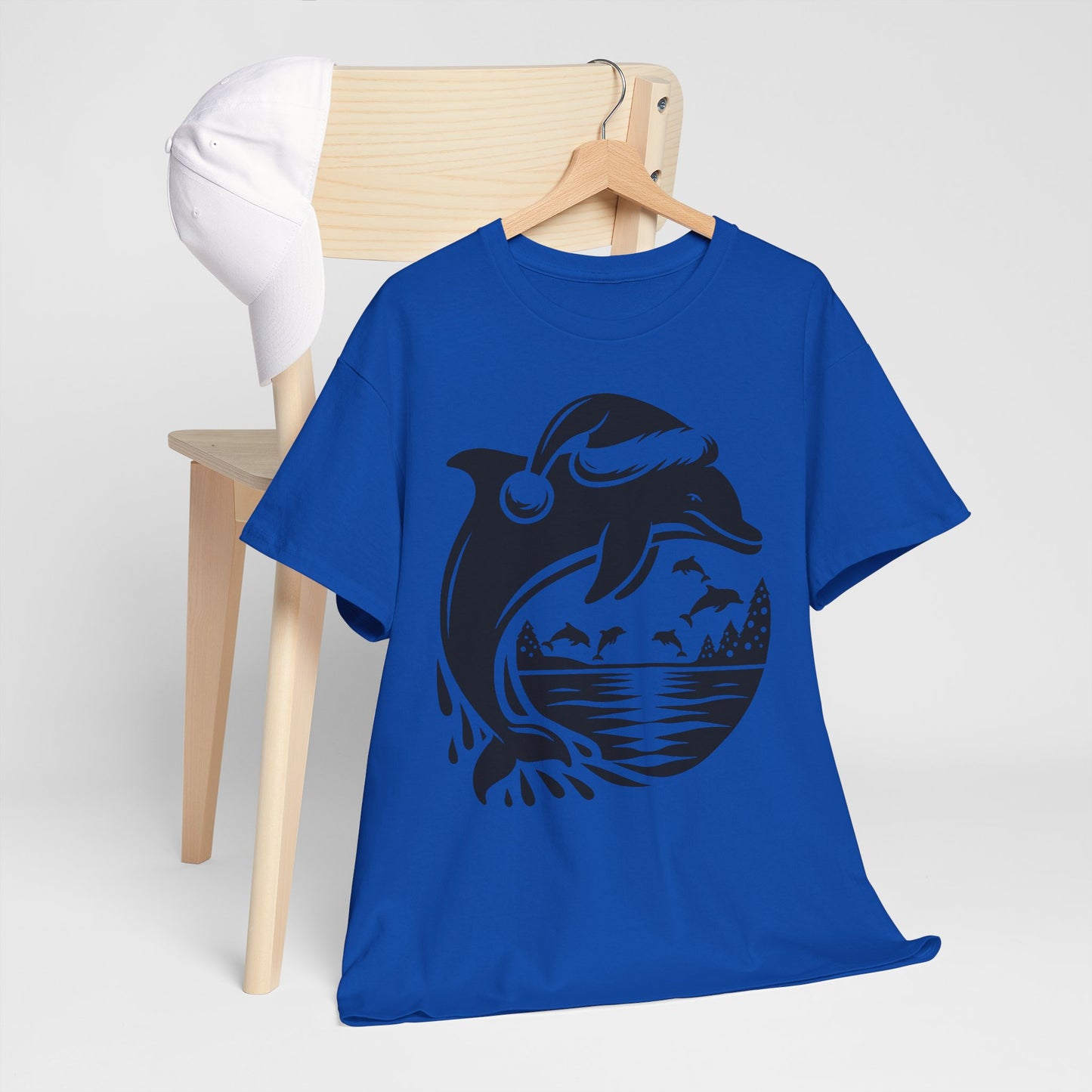Dolphin Sunset Christmas Tee — Ocean Wave Graphic T‑Shirt