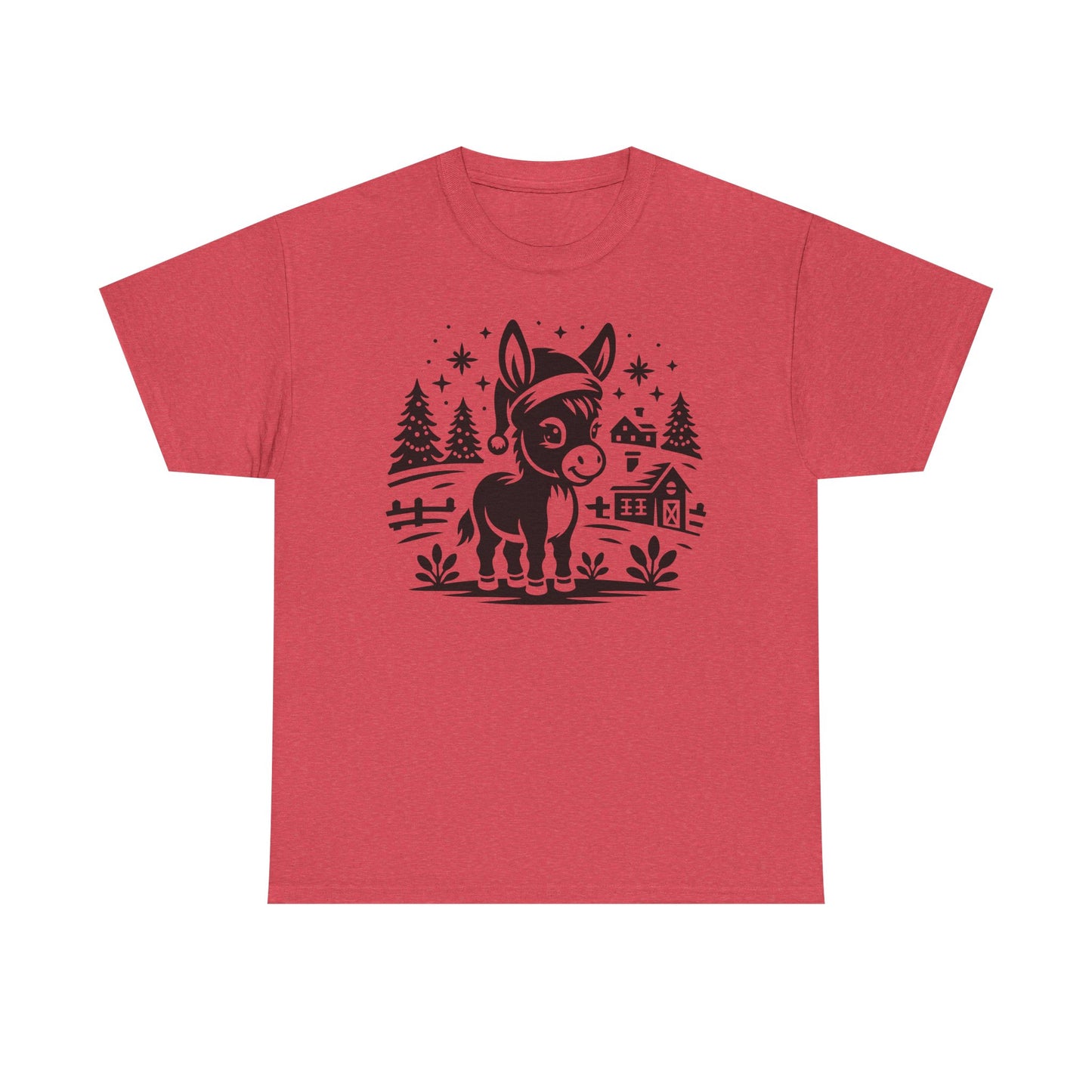 Donkey Farmhouse Christmas Tee — Cute Rustic Donkey Graphic T-Shirt