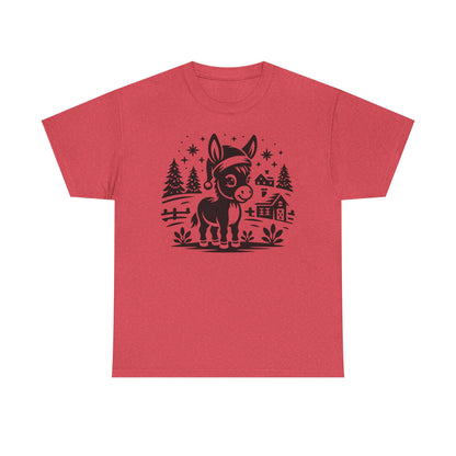 Donkey Farmhouse Christmas Tee — Cute Rustic Donkey Graphic T-Shirt