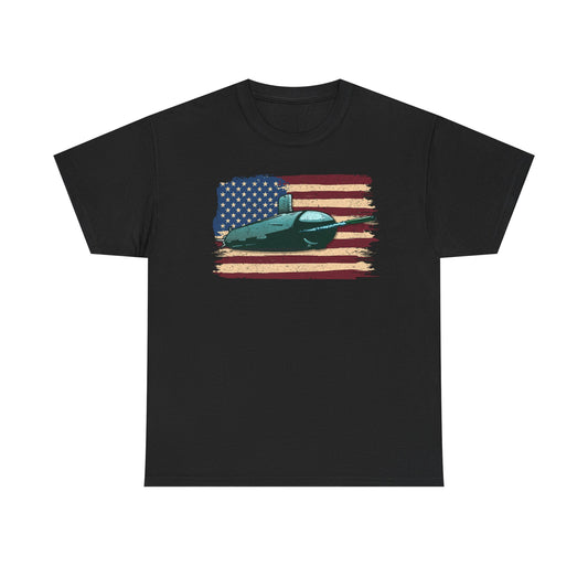 Vintage Submarine American Flag T-Shirt