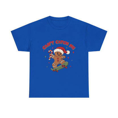 Gingerbread Skateboard Tee - "Can't Catch Me" Christmas T-Shirt