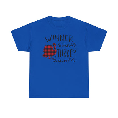 Winner Winner Turkey Dinner T-Shirt — Plaid Turkey Thanksgiving Tee