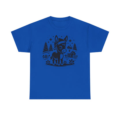 Donkey Farmhouse Christmas Tee — Cute Rustic Donkey Graphic T-Shirt