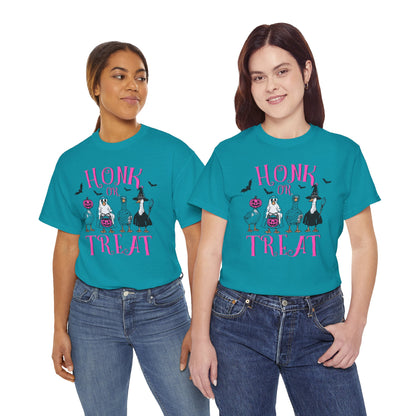 Honk or Treat Halloween Tee — Cute Costumed Dogs & Pink Lettering