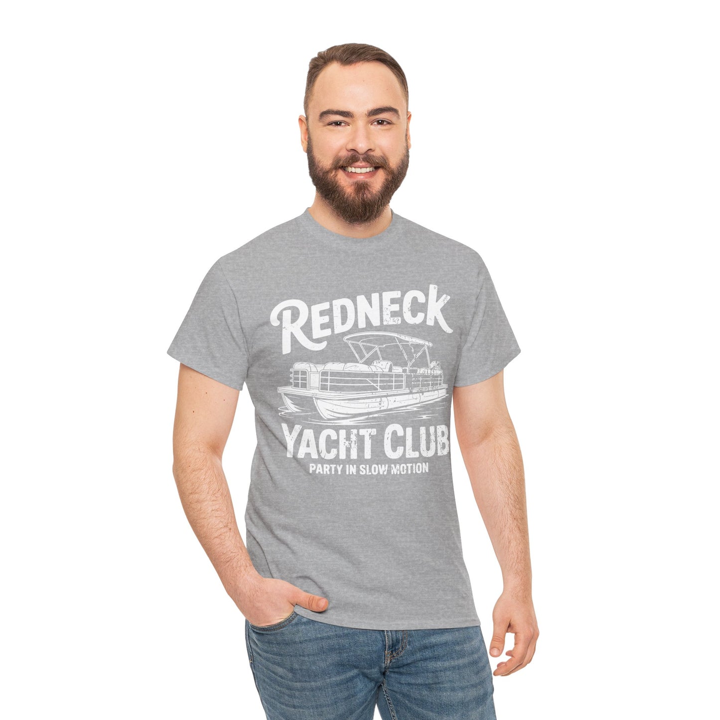 Redneck Yacht Club white T-Shirt — "Party in Slow Motion" Boating Tee
